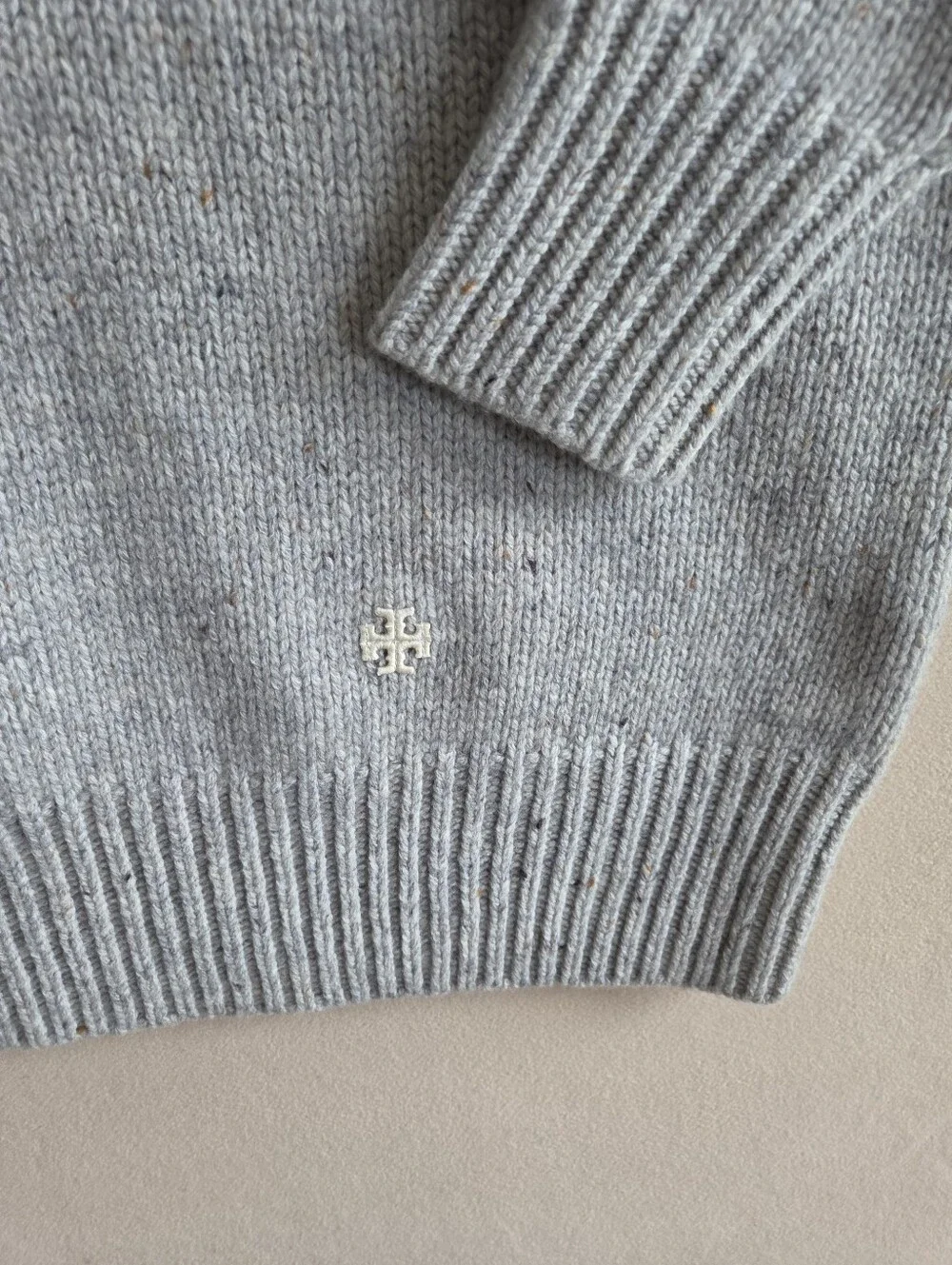 Tory Burch Sport Merino Wool Chunky Size M Oversized Sweater Gray